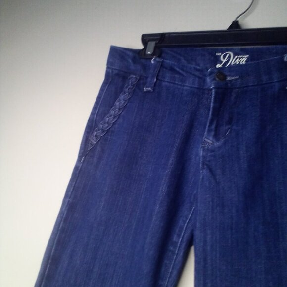 Old Navy Diva Jeans Women 2 Flare Braided Pockets Blue - Picture 9 of 16